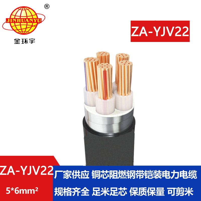 金環(huán)宇電纜 深圳阻燃電力電纜 ZA-YJV22-5X6平方  